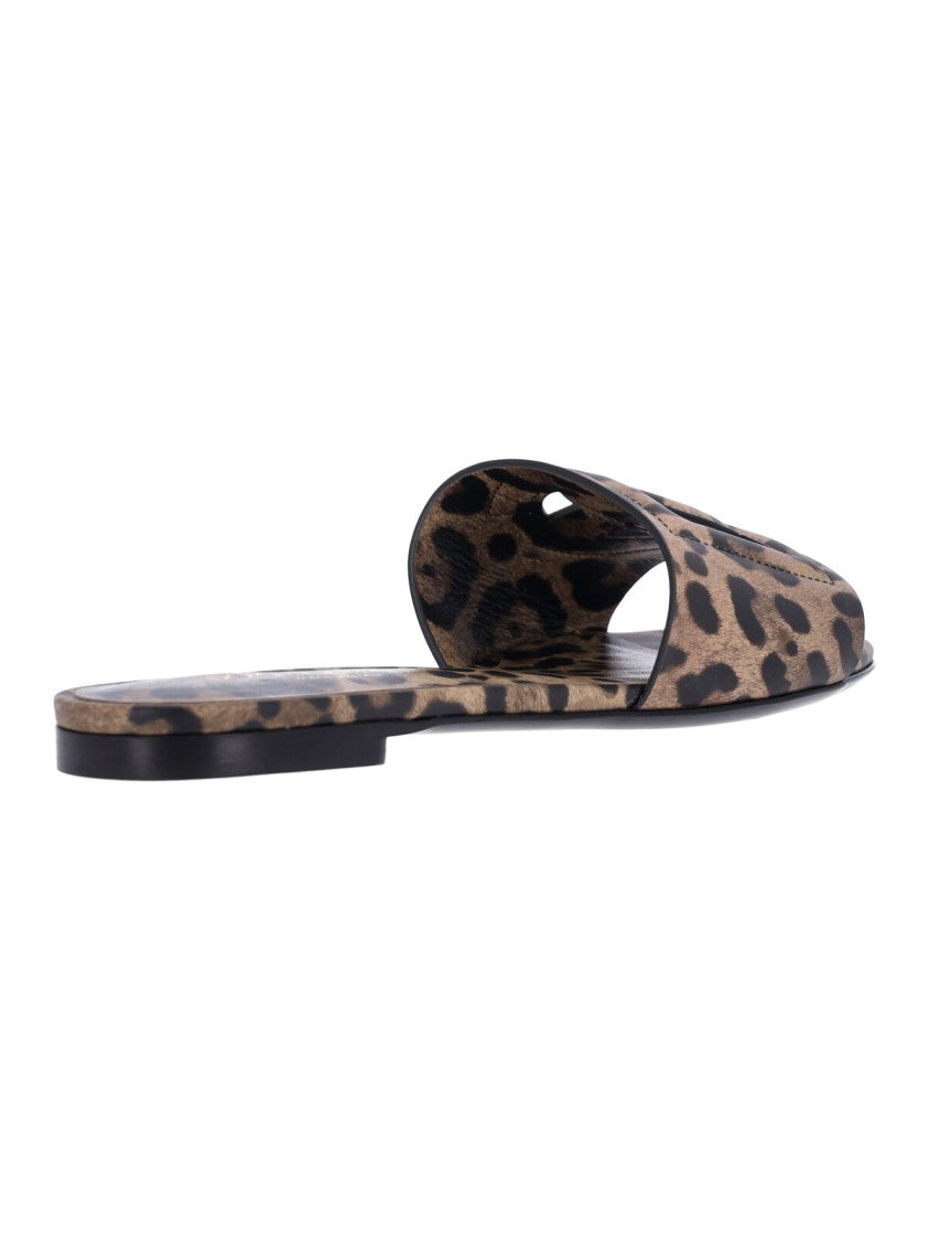 Dolce & Gabbana Leopard Print Strap Flat Sandals