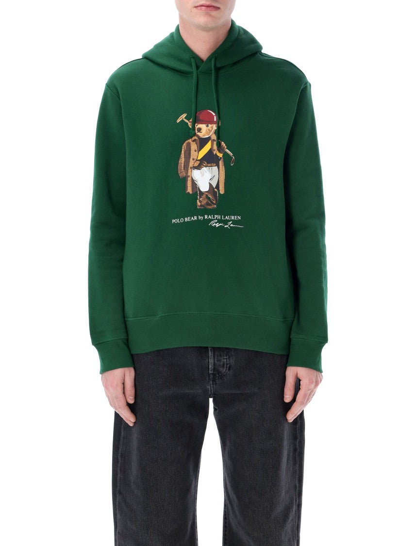 Polo Ralph Lauren Polo Bear Graphic Hoodie In Rich Green Cotton-Blend Fleece