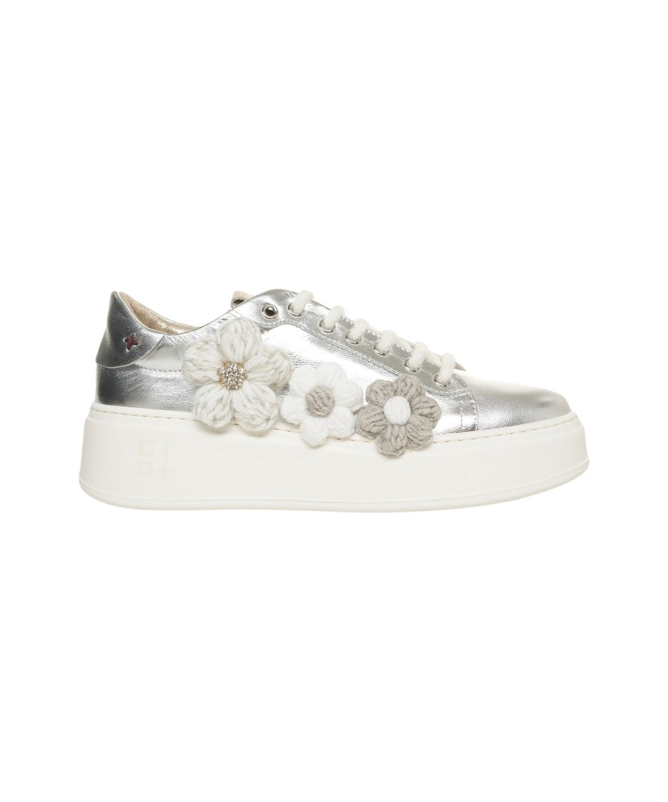 Gio+ 3D Floral Appliqué Sneakers With Rhinestones