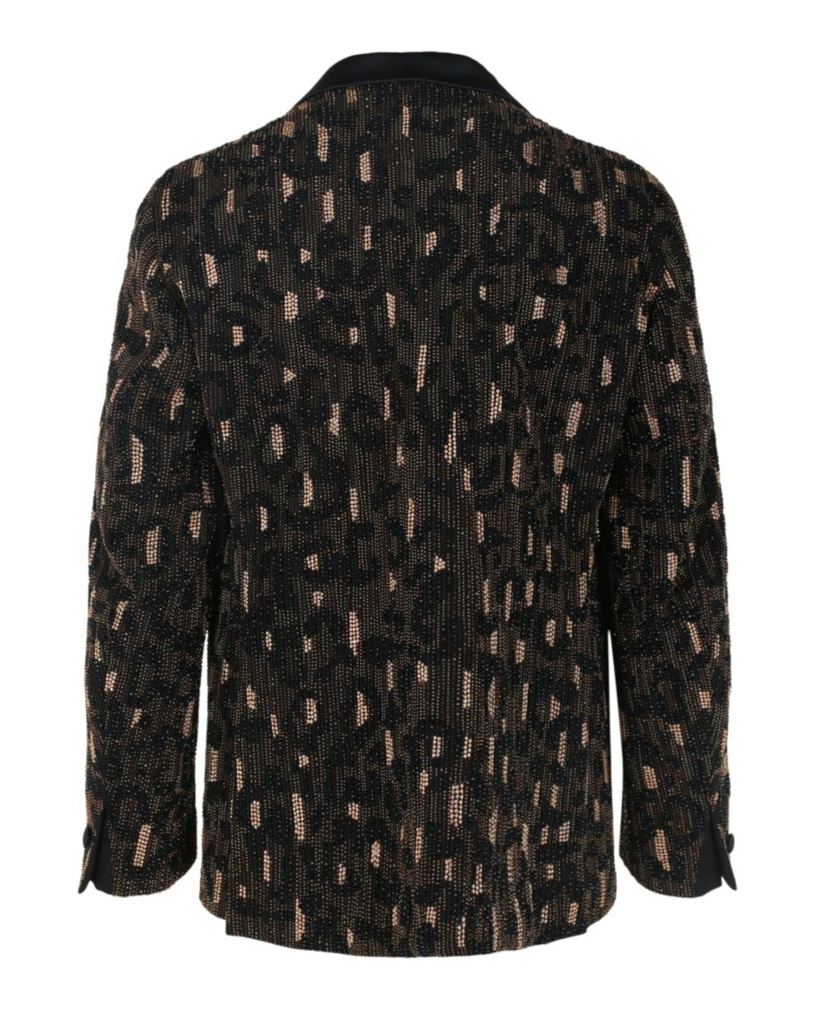 Versace Beaded Embellished Animal Patterned Blazer