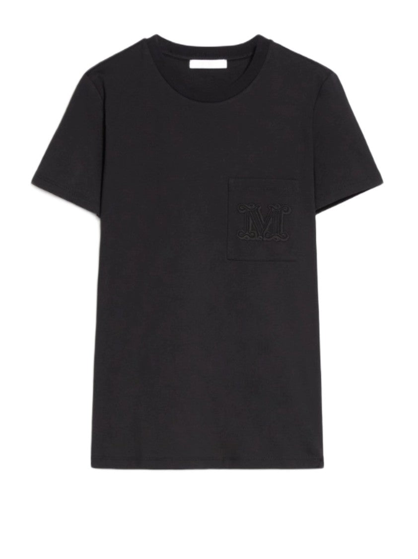 Max Mara Short-Sleeve Black T-Shirt With Embossed Logo