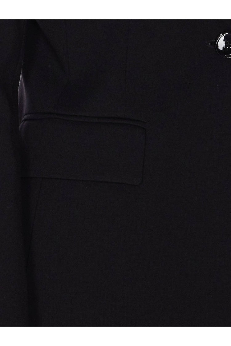 Pinko Black Single-Button Flap Pocket Viscose-Blend Blazer