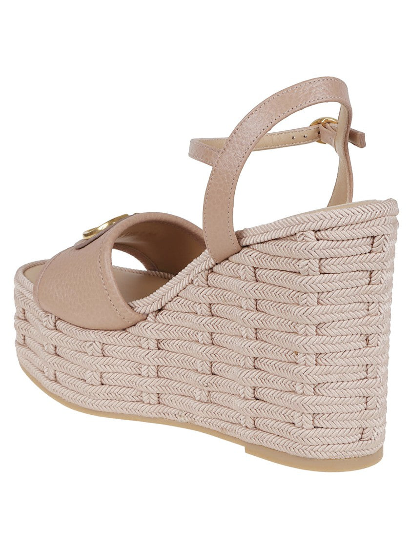 Valentino Garavani Moose-Print Calfskin Wedge Espadrillas