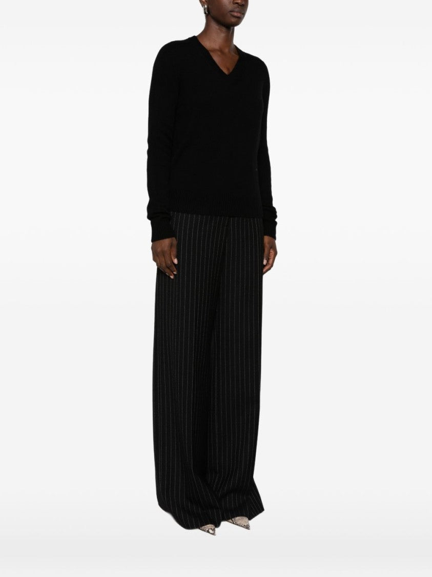 Fendi Black Knit Jacket With V-Neckline And Ribbed Details