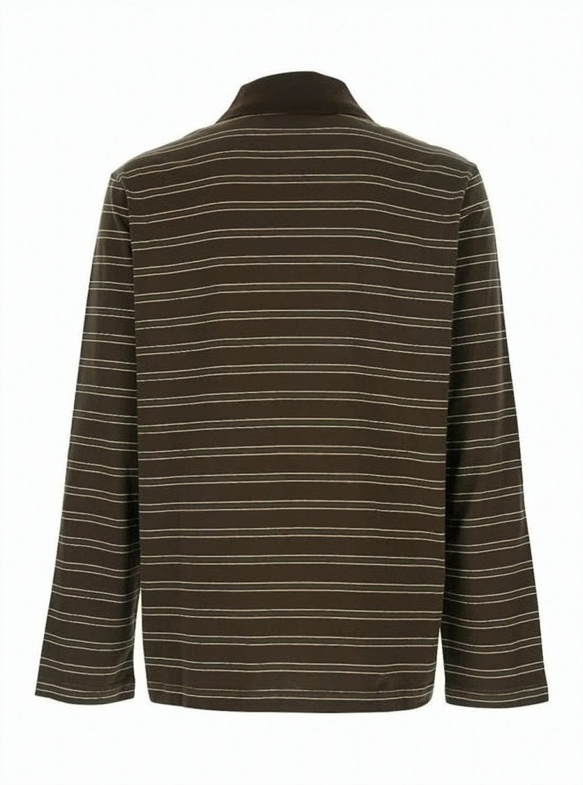 A.P.C. Brown Striped Long-Sleeve Polo Shirt