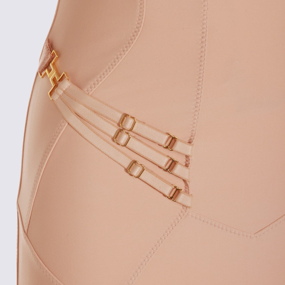 Elisabetta Franchi Fitted Midi Dress With Structured Bustier Bodice And Gold-Tone Hardware