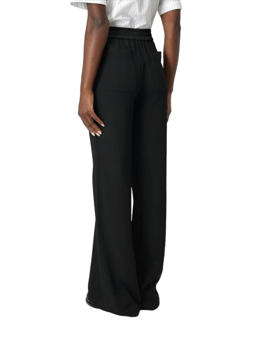 Ami Paris Wide-Leg Black Pants With Elastic Waistband