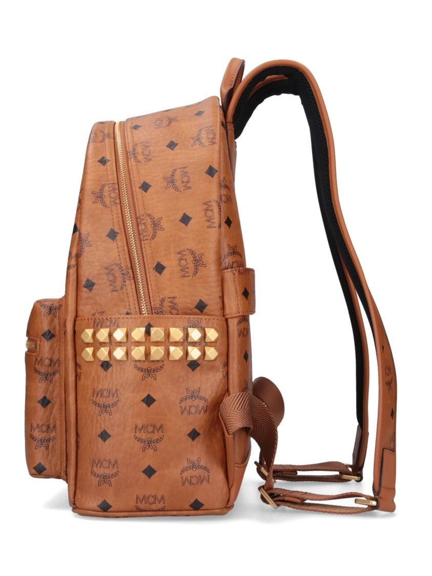 Mcm “Stark” Studded Backpack – Brown