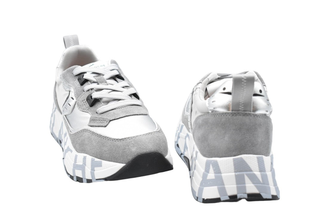 Voile Blanche Laced Platform Sneakers With Mixed Material Design