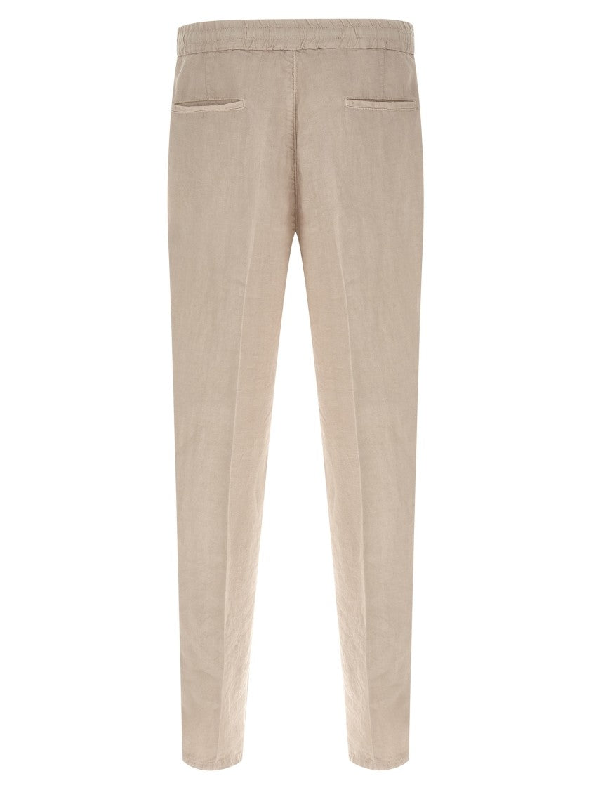 Brunello Cucinelli Garment-Dyed Linen Trousers With Adjustable Drawstring Waist