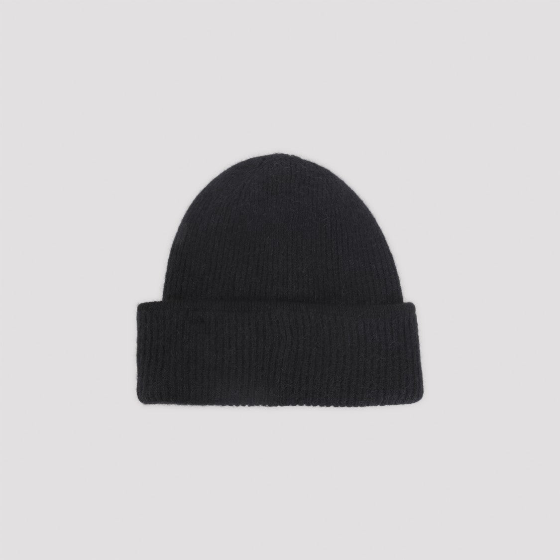 Jacquemus Ribbed Black Alpaca Wool Blend Beanie Hat