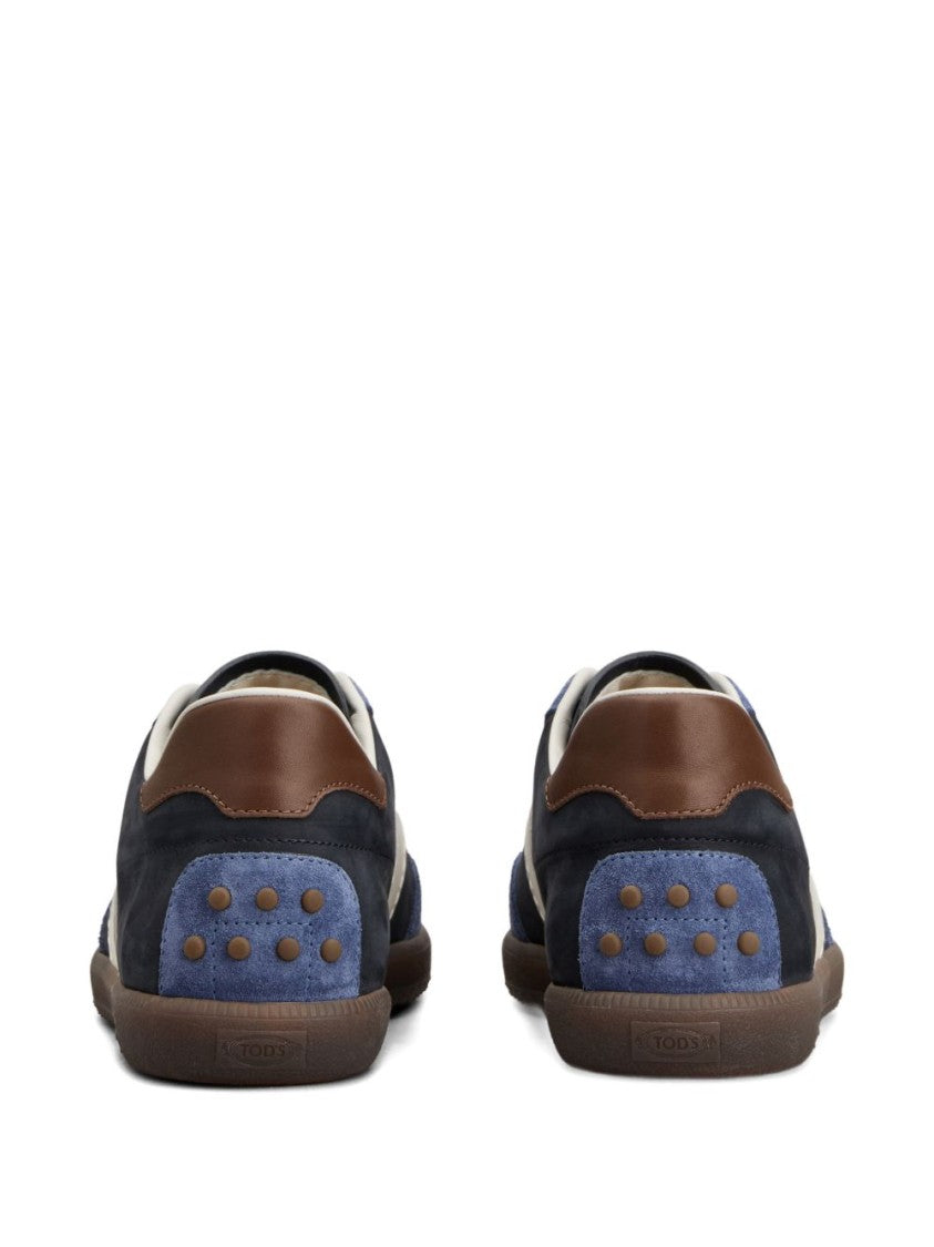 Tod's Blue Stripe Panel Contrast Heel Sneakers