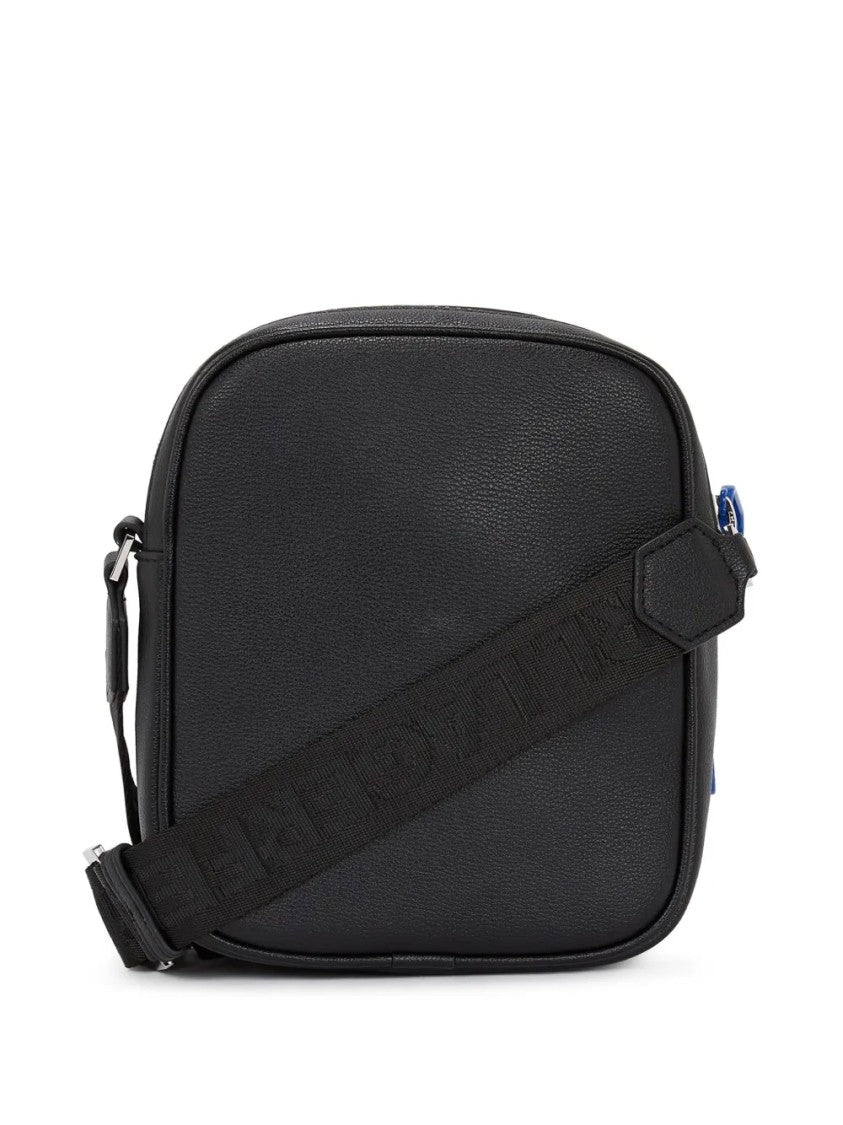 Karl Lagerfeld Textured Black Crossbody Bag With Branding