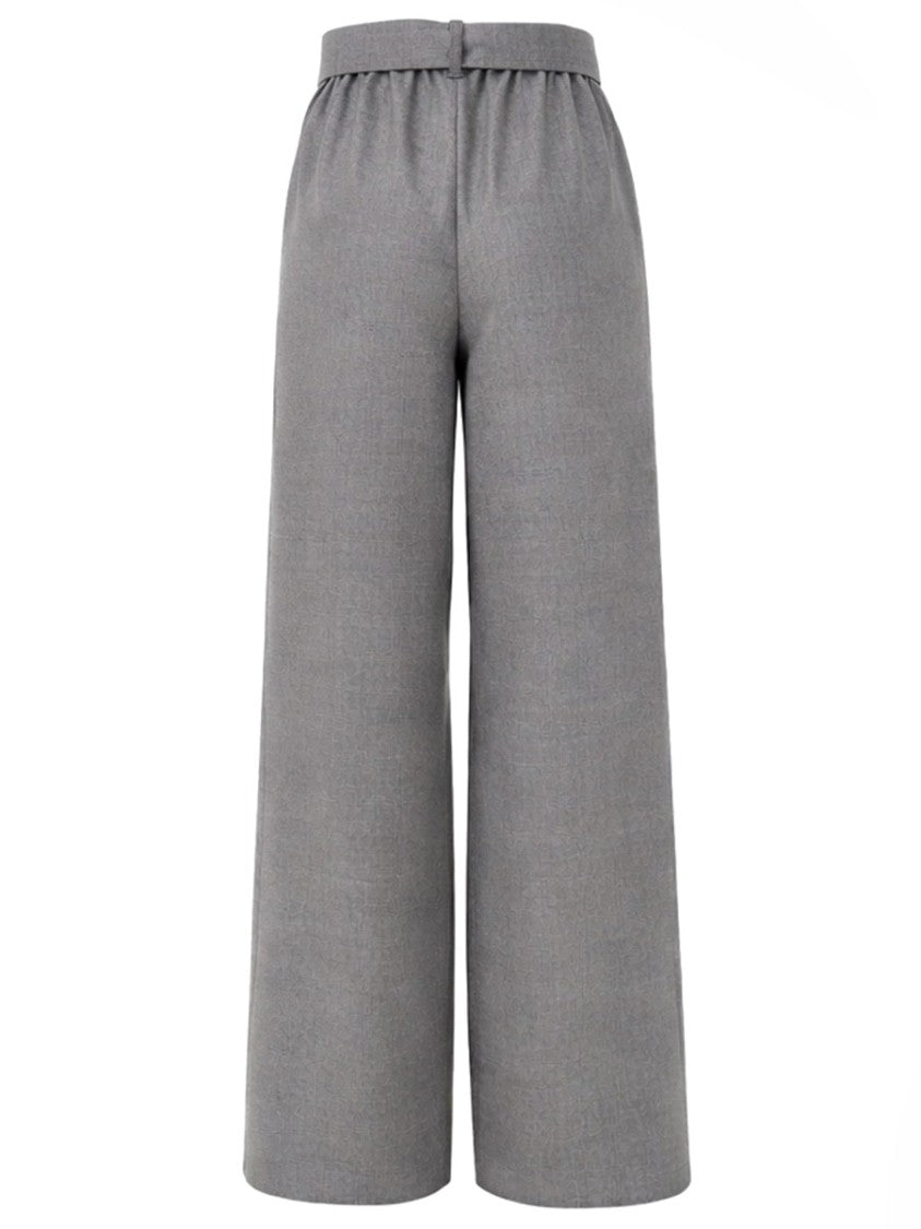 Max Mara Wide Leg Pants With Self-Tie Belt In Soft Virgin Wool