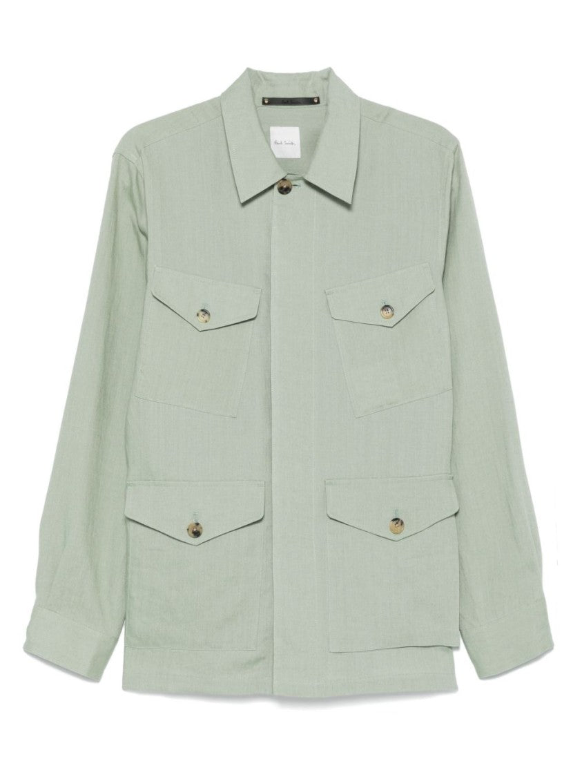 Paul Smith Sage Green Casual Jacket With Classic Collar