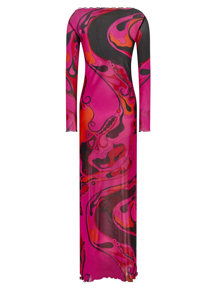 Emilio Pucci 'Orchidee' Print Stretch Tulle Dress