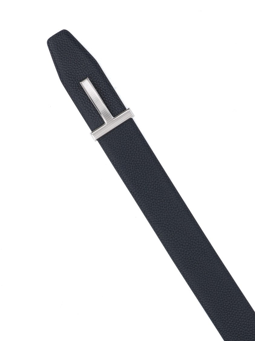 Tom Ford Reversible "Ridge Buckle T" Belt – Blue/Black