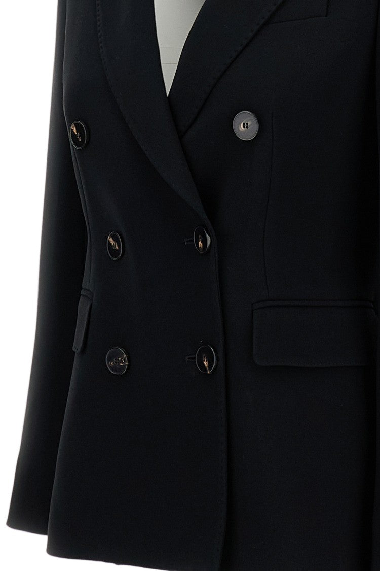 Alberto Biani Double-Breasted Cady Blazer With Classic Lapel And Flap Pockets