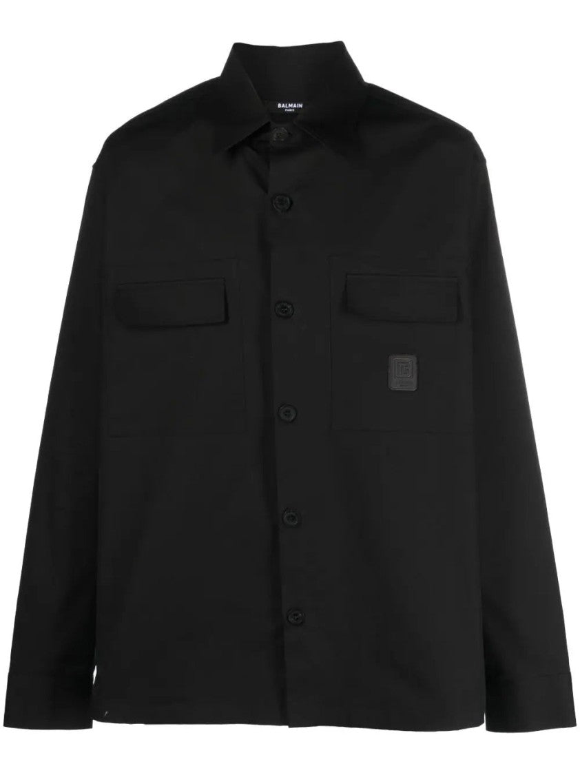 Balmain Long Sleeve Cotton Shirt With Classic Collar