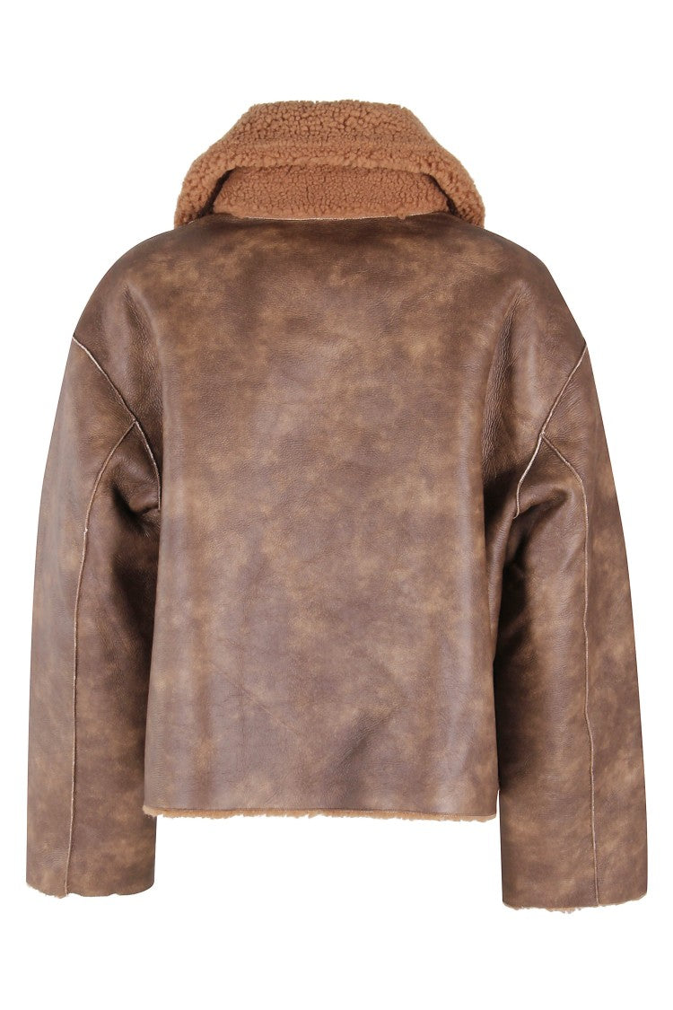 Jakke Cropped Brown Sheepskin Jacket