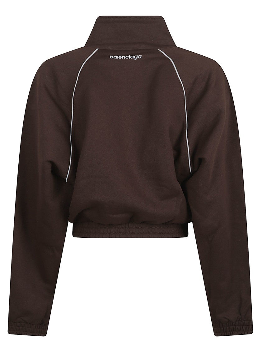 Balenciaga Cropped Jacket With High Collar And Double Zipper Closure