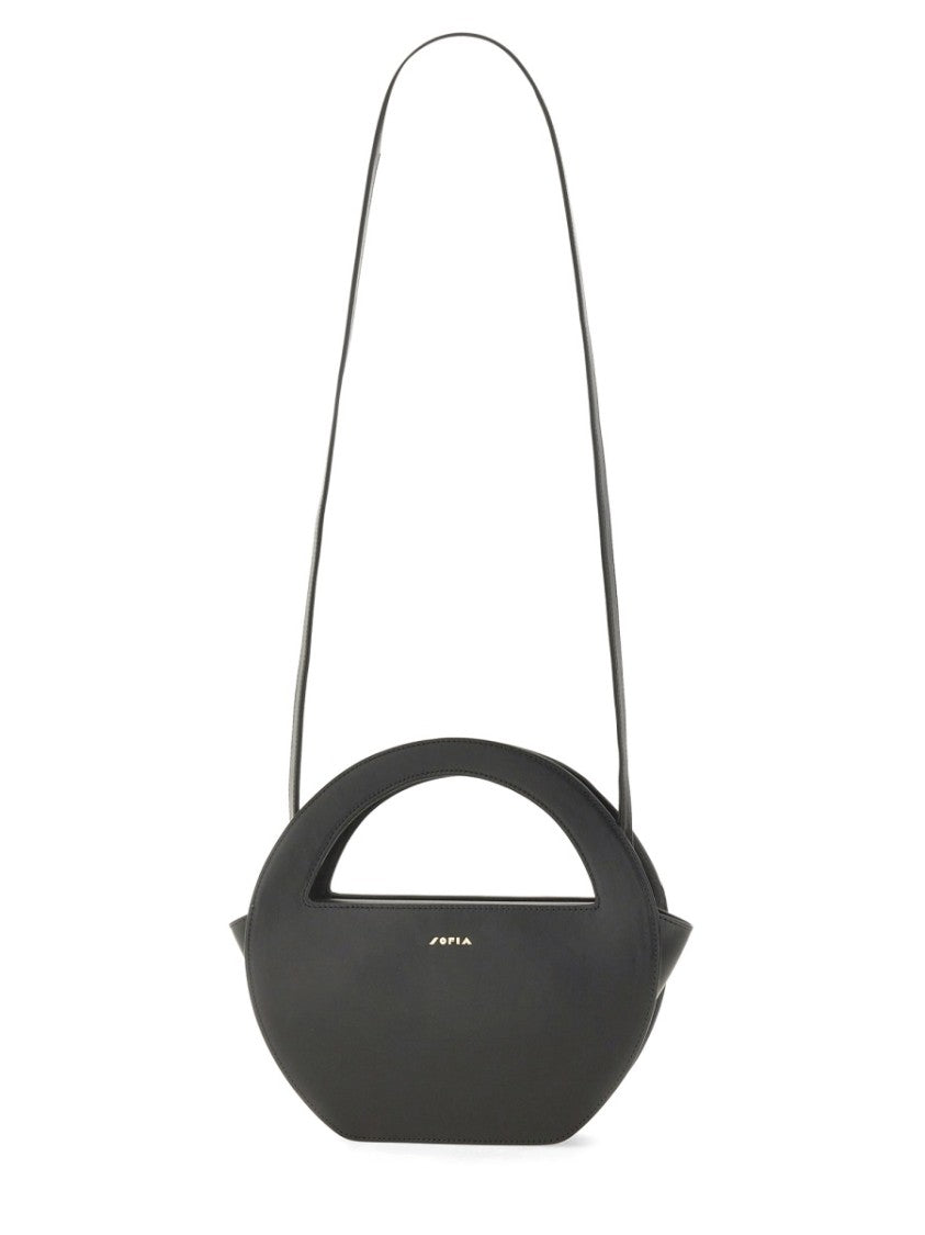 Sofia Black Oval Minimalist Leather Shoulder Bag