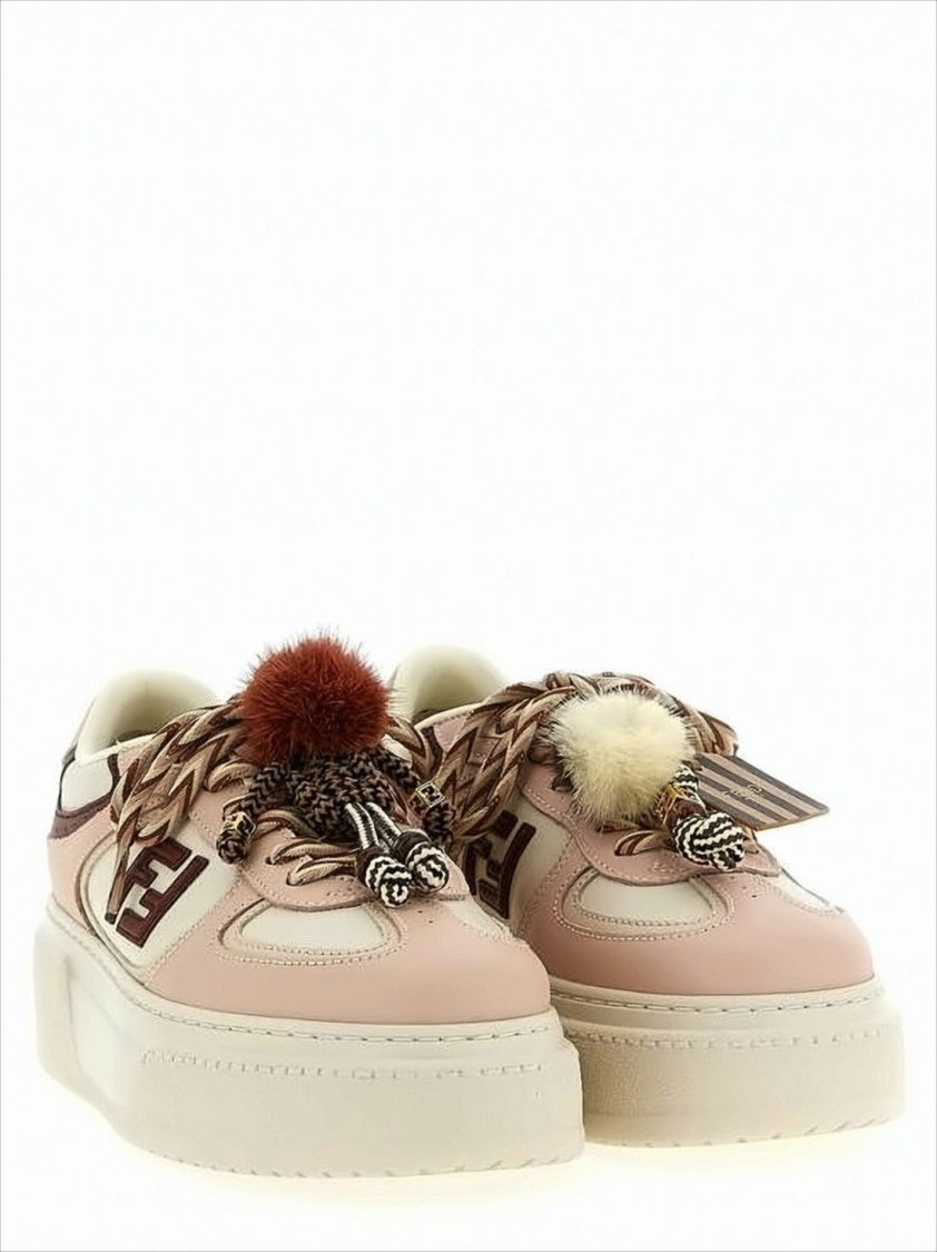 Fendi Chunky White Sole Sneakers With Braided Laces