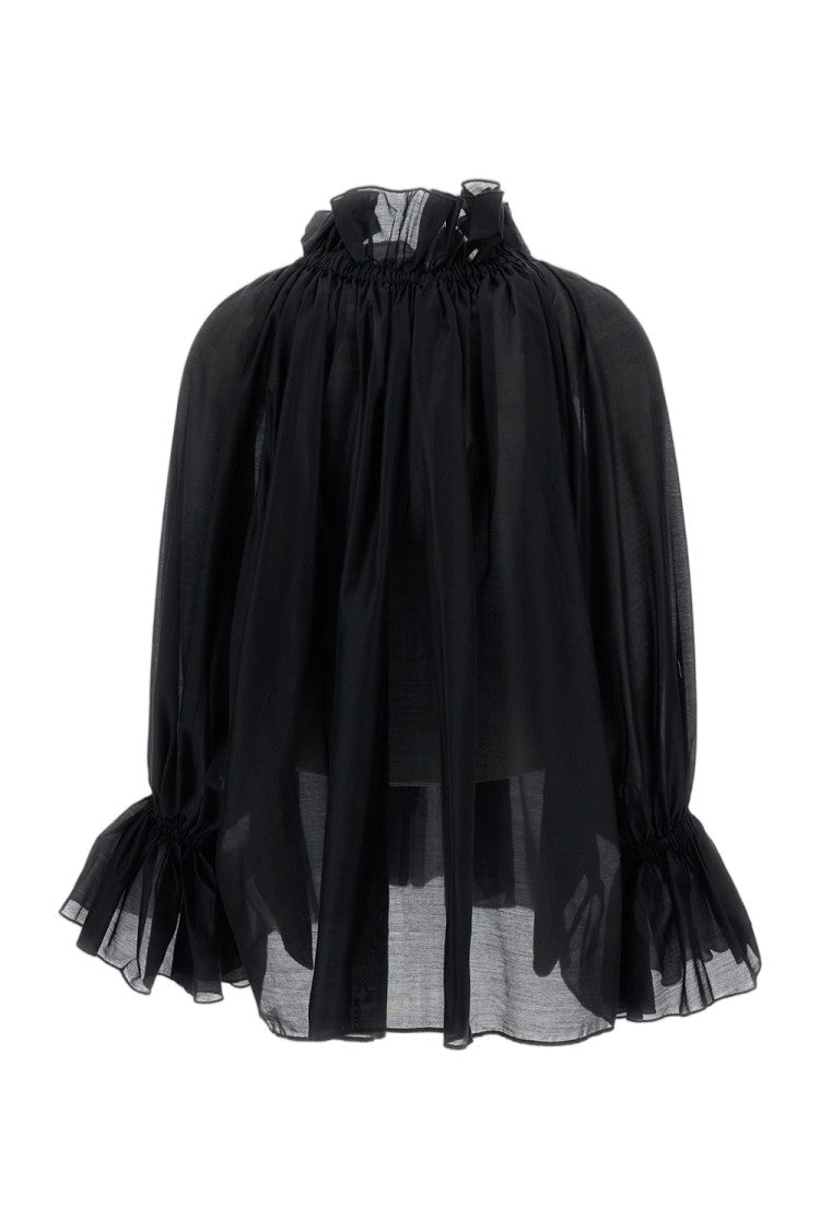 The Latest Black Estelle Ruffled Collar Muslin Shirt