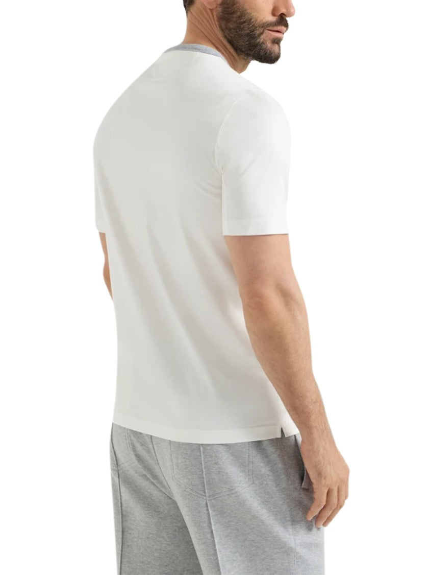 Brunello Cucinelli Classic White T-Shirt With Vintage Graphic Print