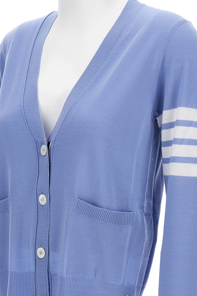 Thom Browne Relaxed Fit V-Neck Cardigan In Fine Merino Wool