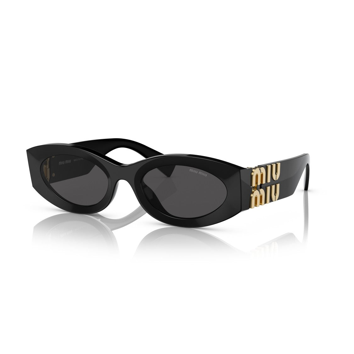 Miu Miu 0Mu 11Ws Elongated Oval Black Acetate Sunglasses