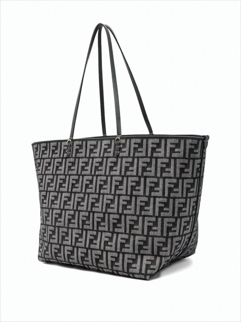 Fendi Geometric Monogram Tote Bag With Leather Accents