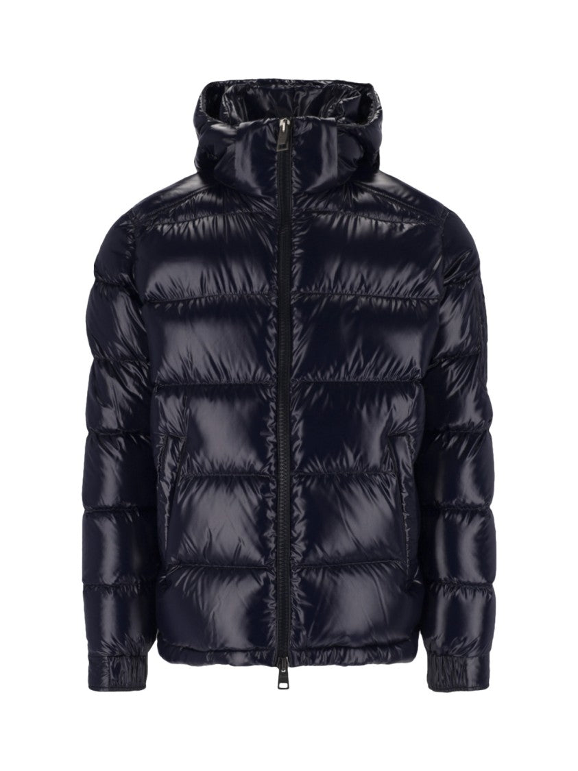 Herno Blue Glossy Polartech Hooded Down Jacket