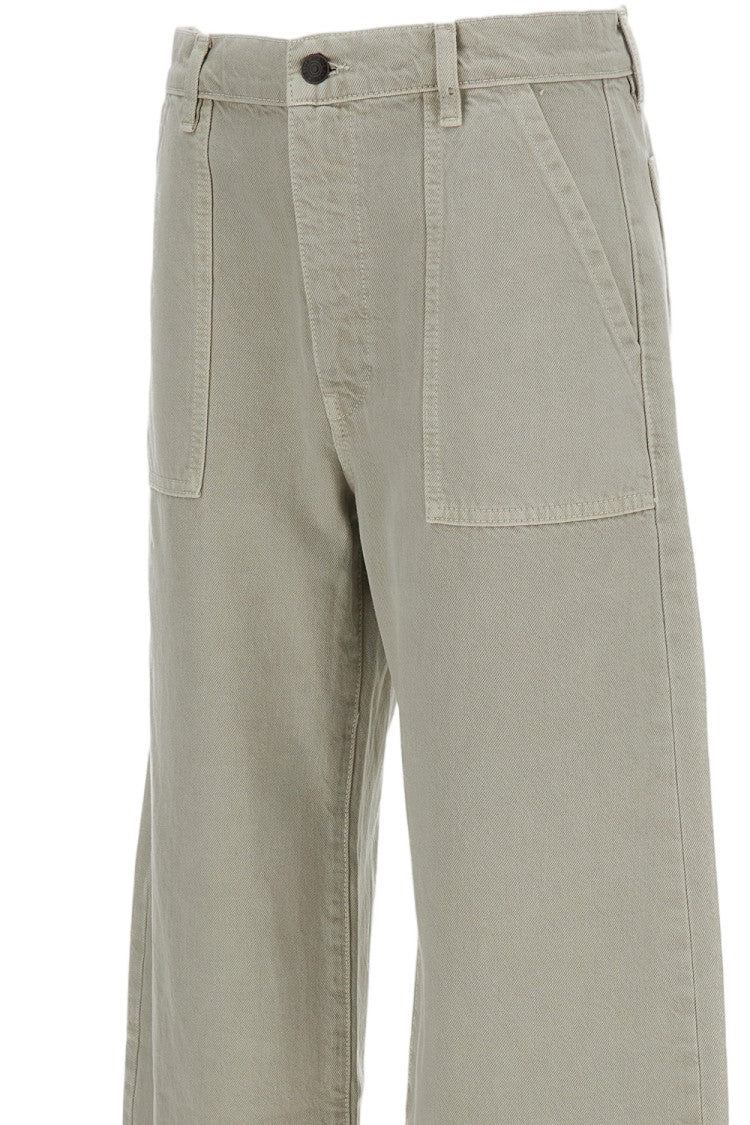 Frame Curved Barrel Leg High-Waisted Cargo Jeans