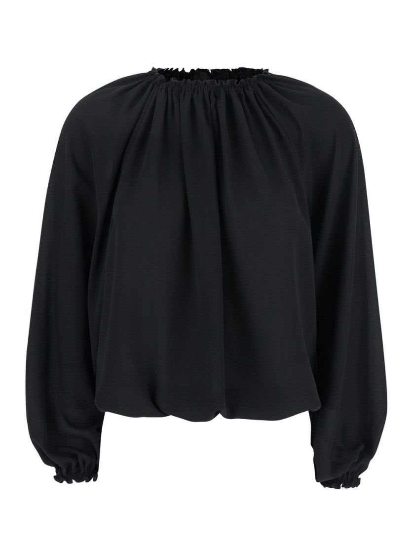 Plain Black Top With Dropped Shoulders