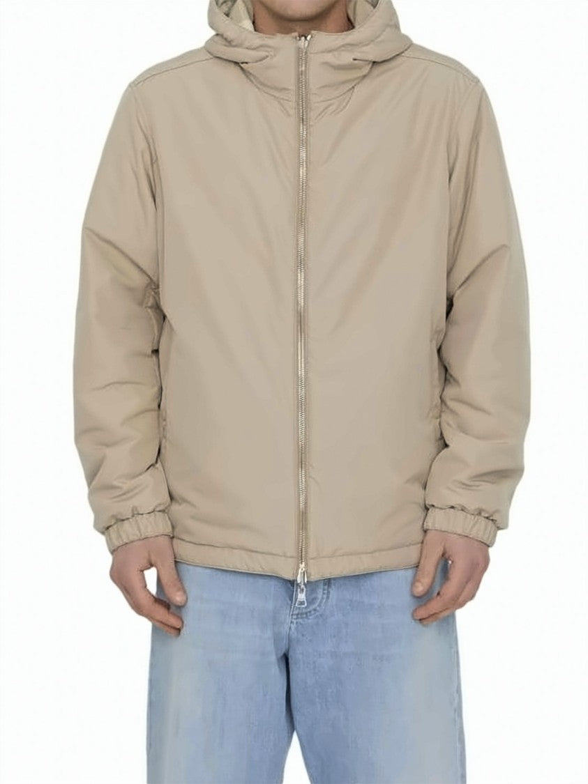 Burberry Reversible Beige Check Jacket With Hood And Relaxed Fit