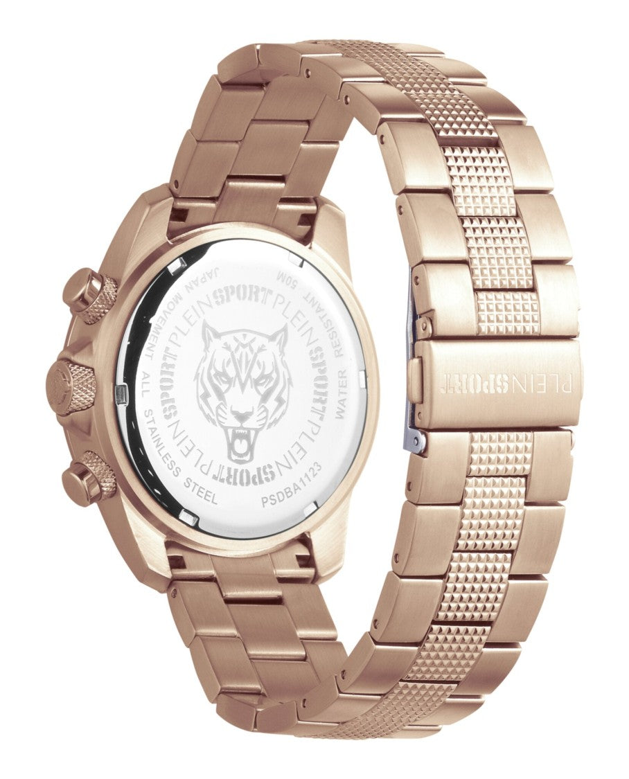 Plein Sport Chronograph Watch With Rose Gold Case And Bracelet