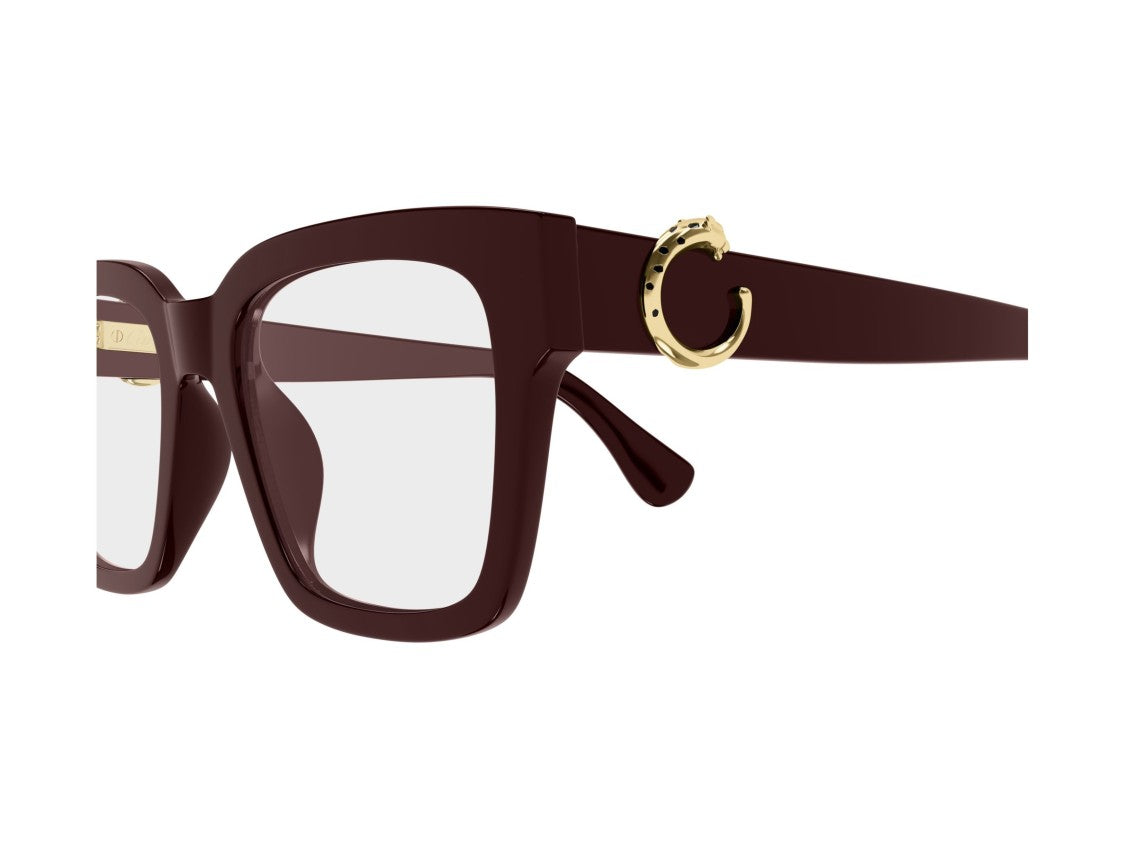 Cartier Burgundy Ct0640o Gold Acetate Oversized Square Eyeglasses