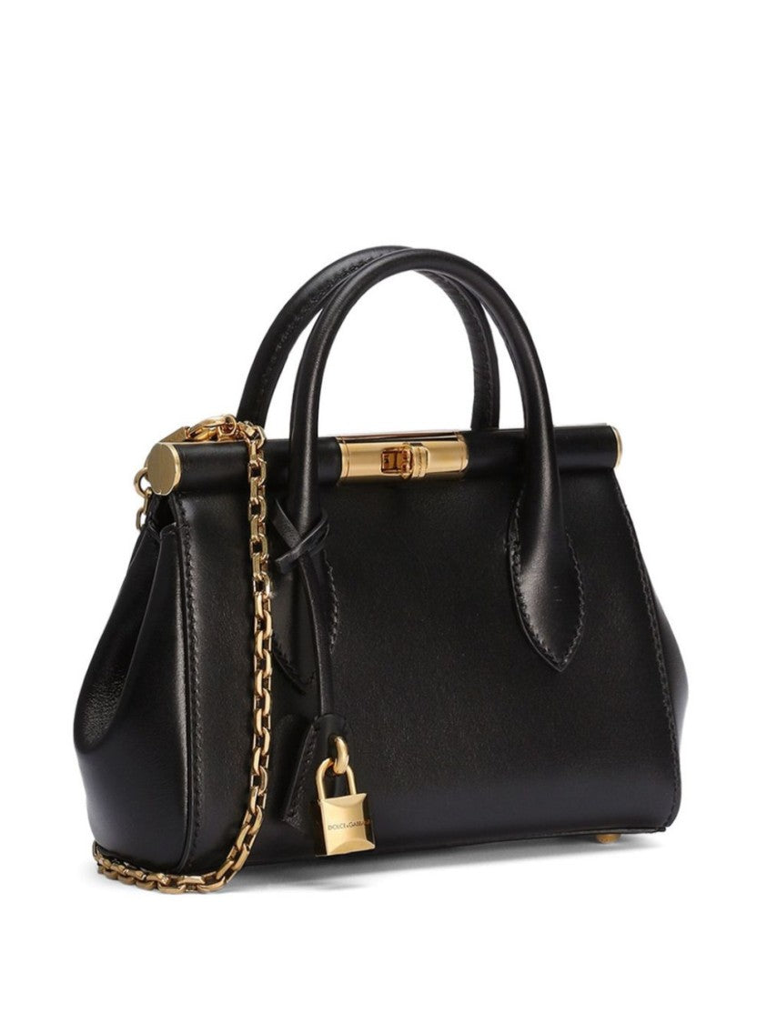 Dolce & Gabbana Structured Handbag With Gold-Tone Clasp And Detachable Chain Strap
