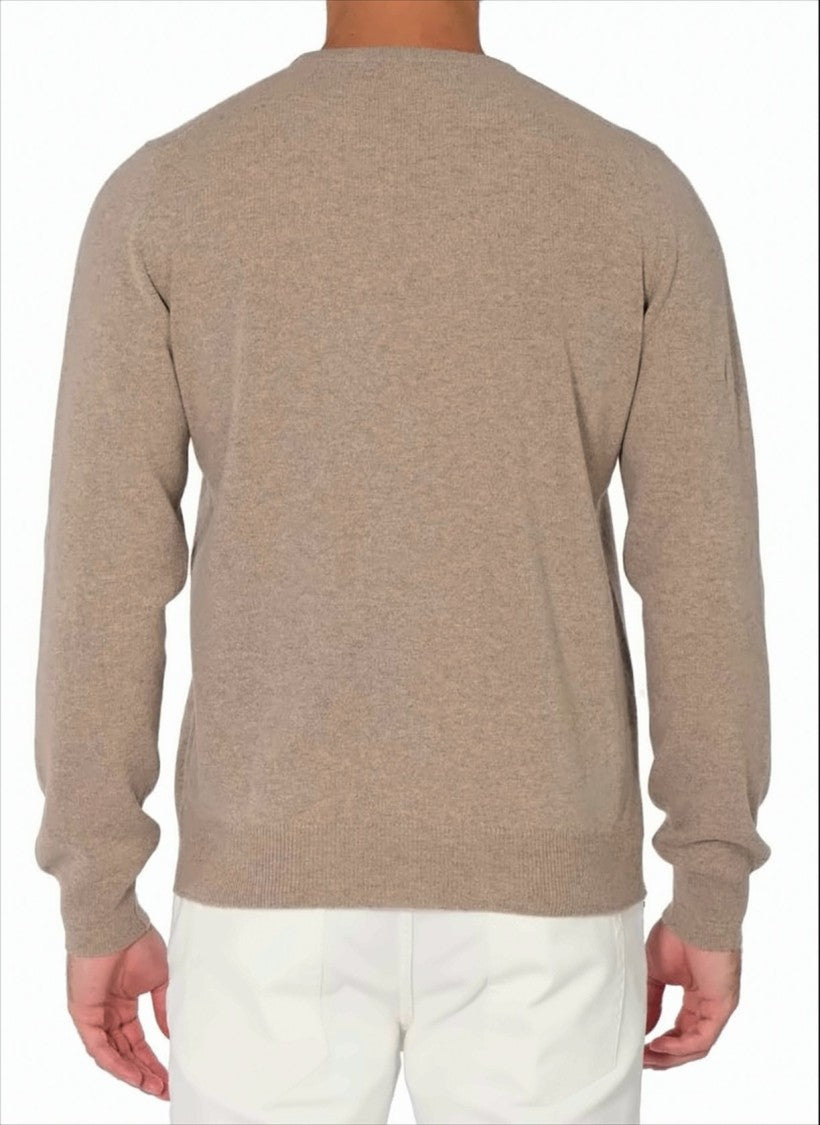 Gran Sasso Beige Crewneck Sweater With Ribbed Detailing