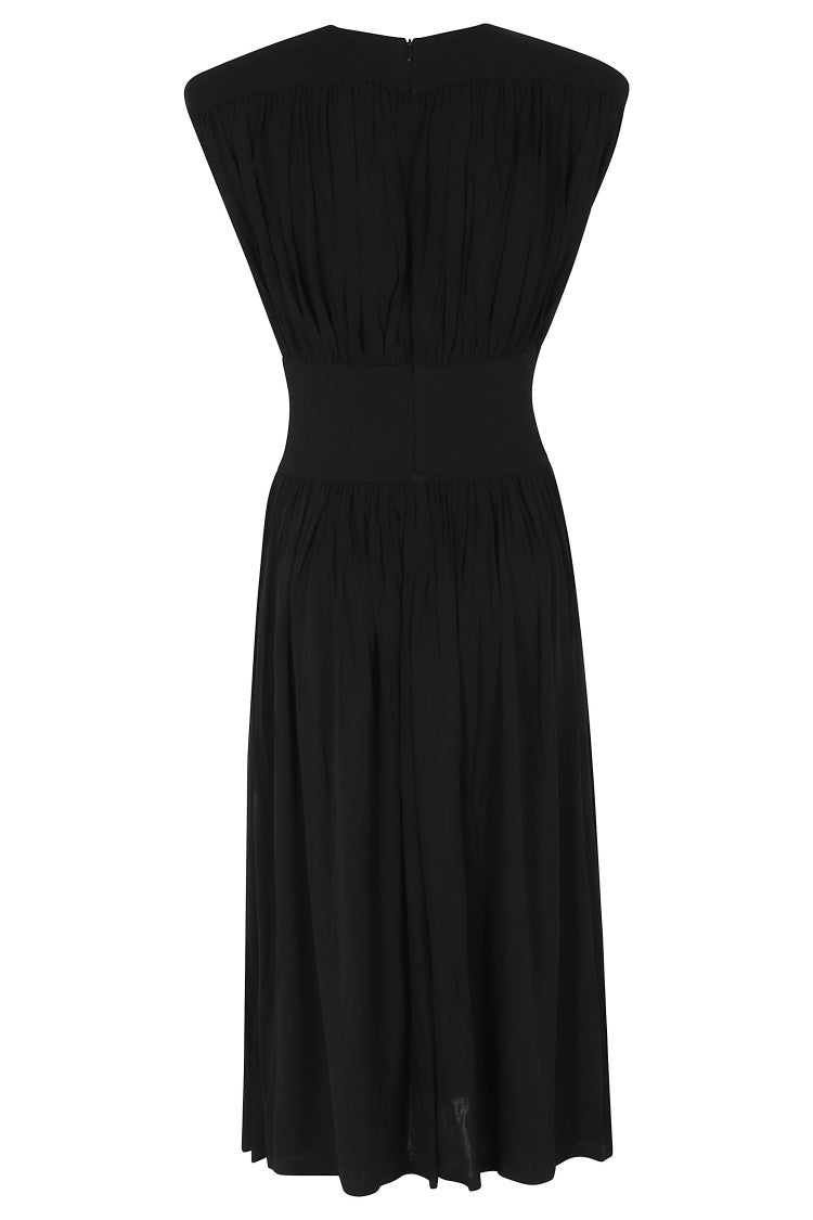 Anine Bing Black Fran Draped Viscose Midi Dress