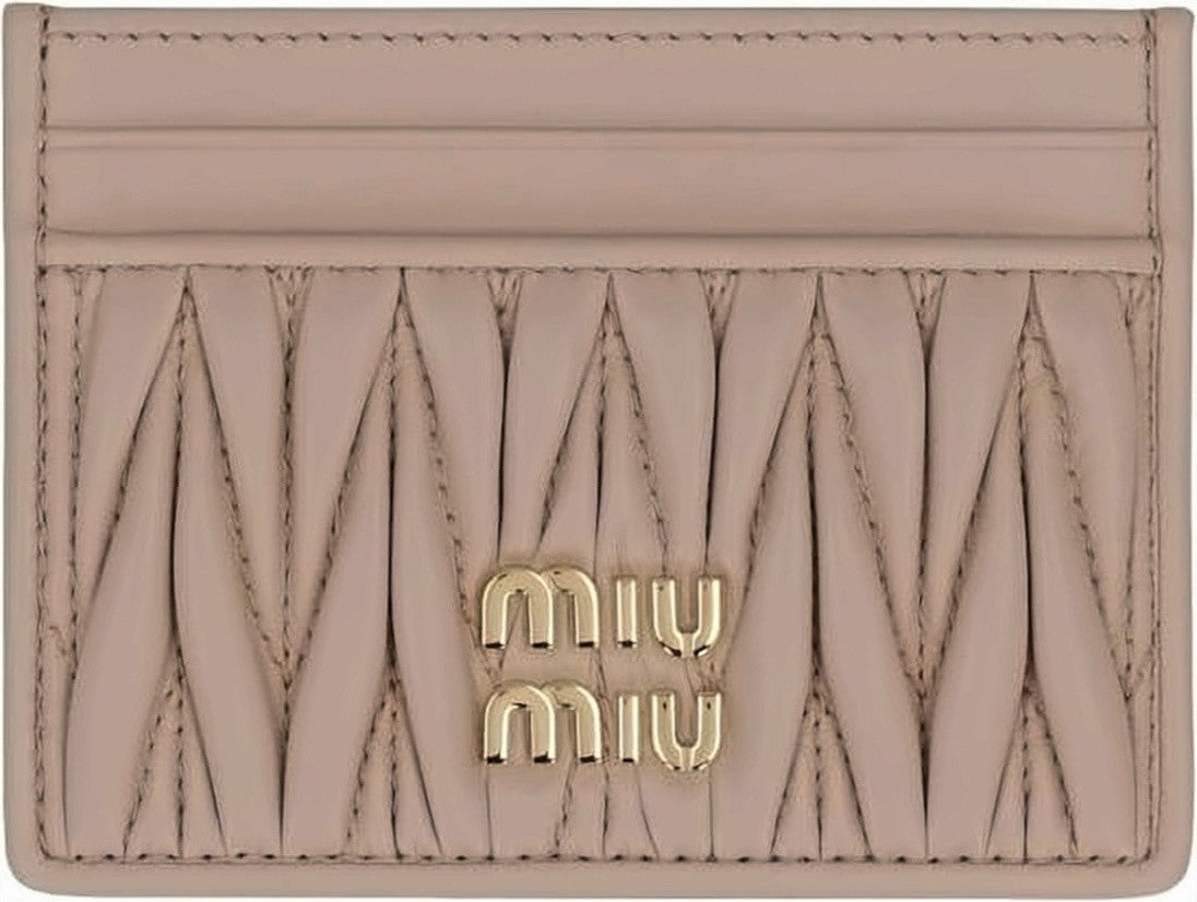 Miu Miu Compact Lambskin Cardholder With Signature Matelassé Pattern