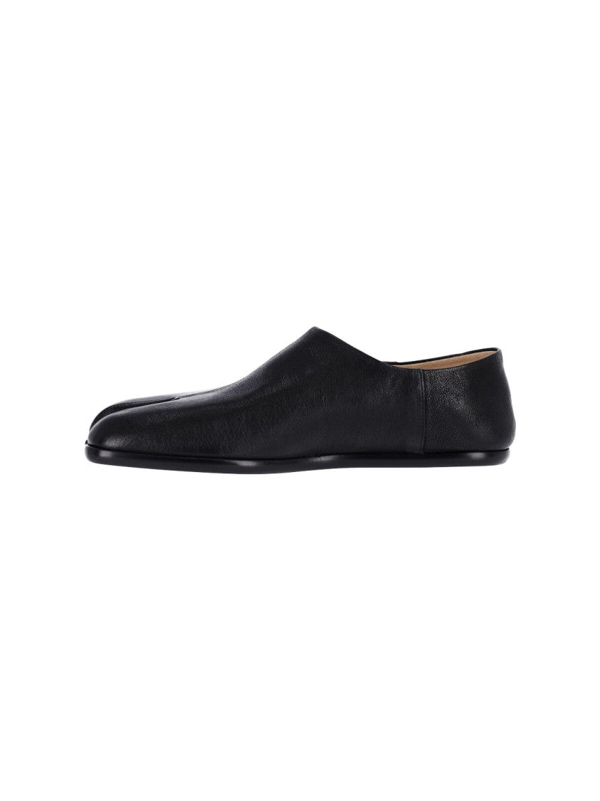 Maison Margiela Black Camel Leather Low Slip-On Tabi Shoes