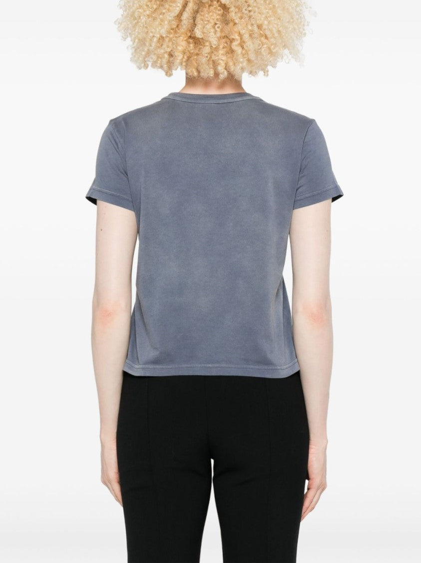Alexander Wang Cropped Polo T-Shirt In Washed Blue