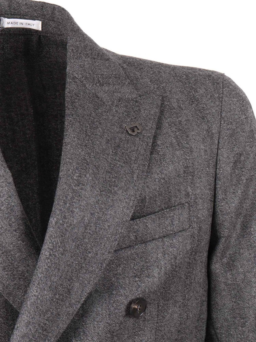 Breras Double-Breasted Tailored Jacket In Textured Virgin Wool