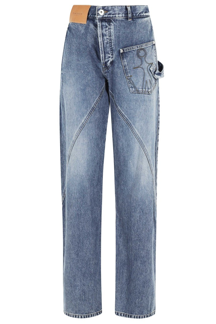 J. W. Anderson Blue Twisted Workwear Low-Waist Straight Cotton Jeans