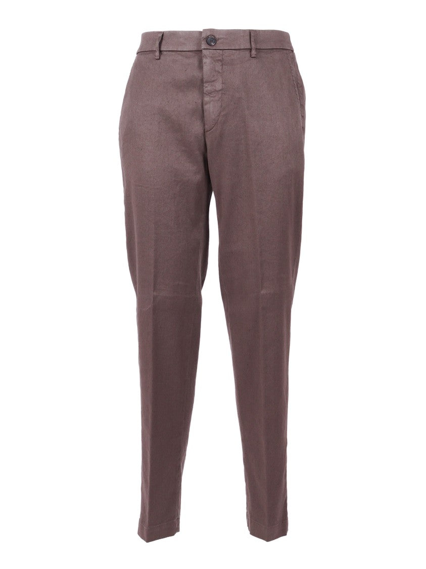 Peserico Tailored Brown Textured Straight-Leg Pants
