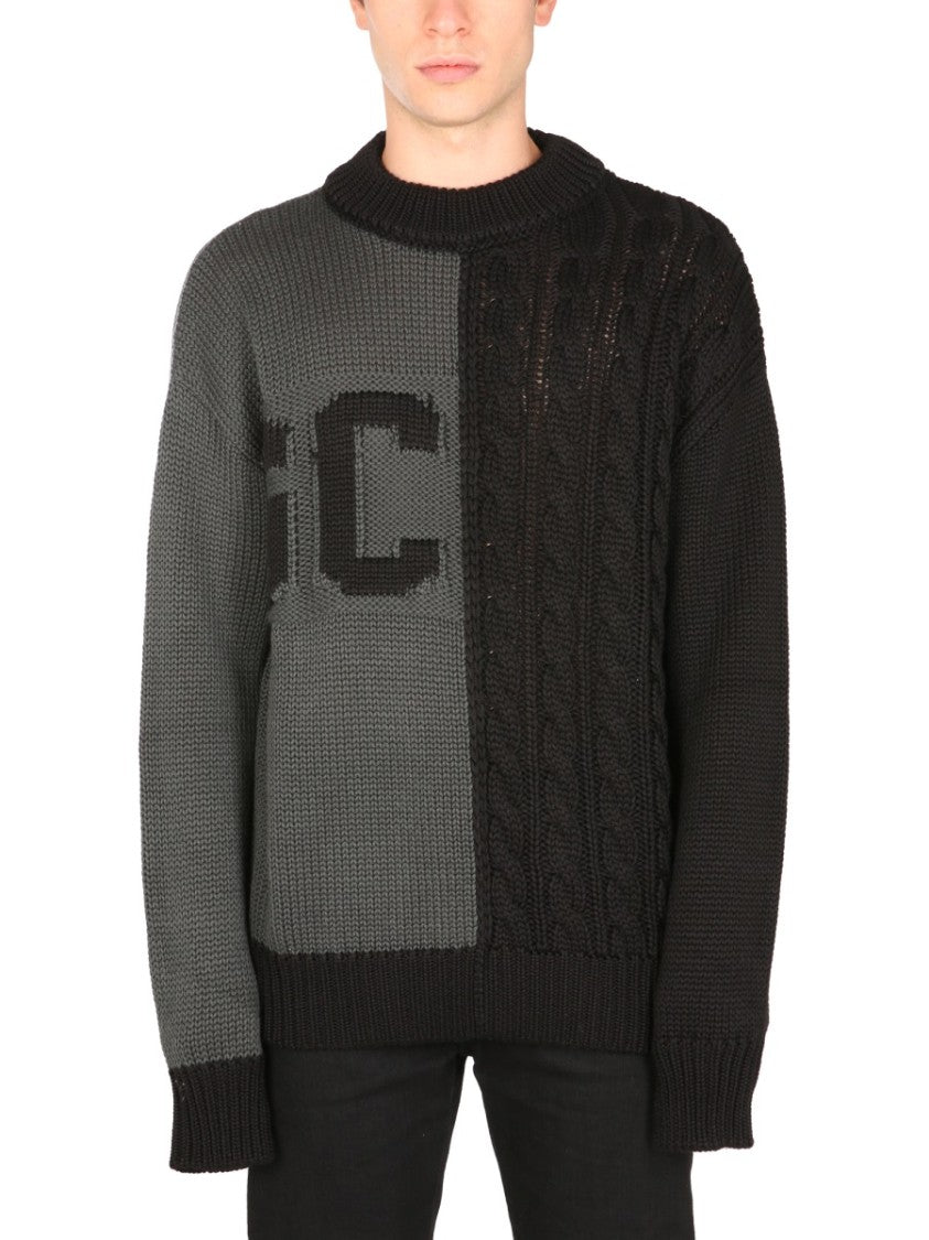 Gcds Crew Neck Two-Tone Sweater