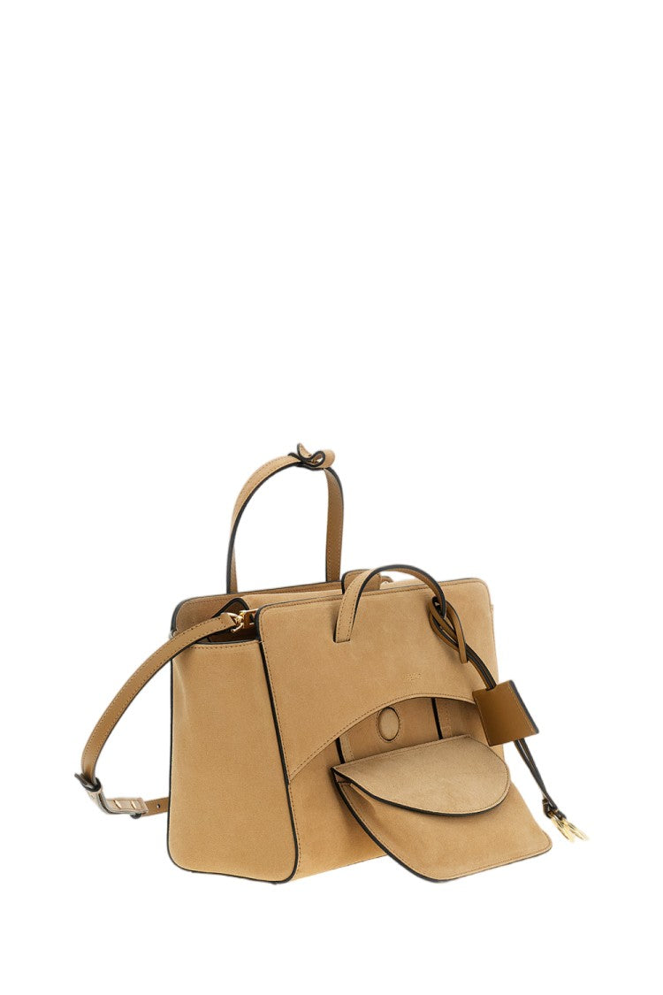 Hidesins Light Brown Flap M Suede Shoulder Bag