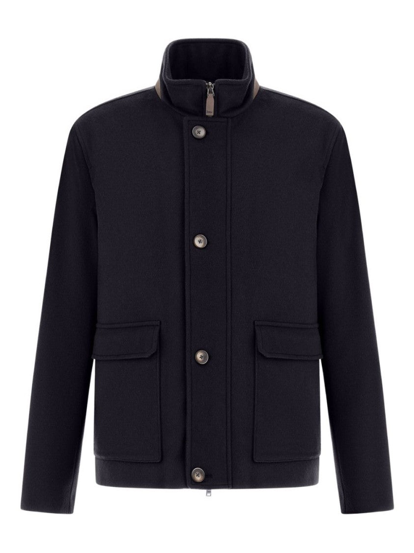 Herno Cashmere Field Jacket With Fur-Lined Collar